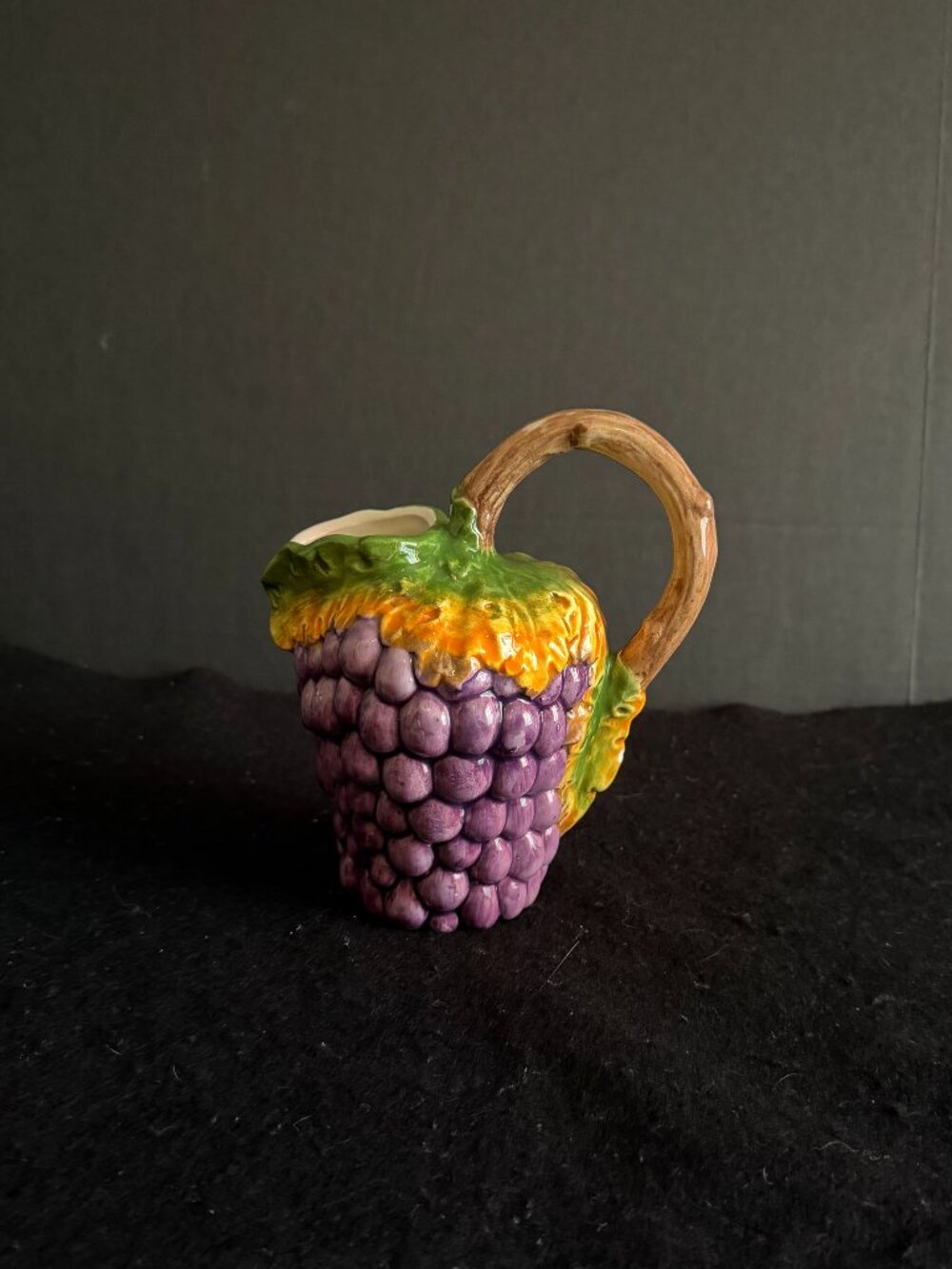 Vintage Bassano Italian Majolica Hand-Painted Ceramic Pitcher